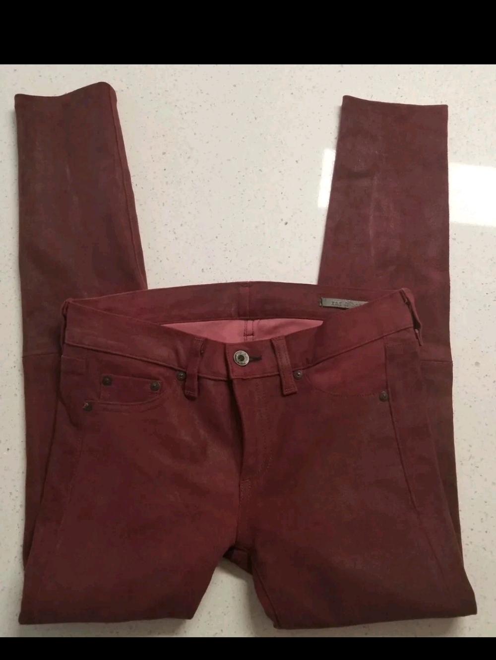 Rag & Bone 100% Lamb Leather Wine Color Sz.25 Womens Pants